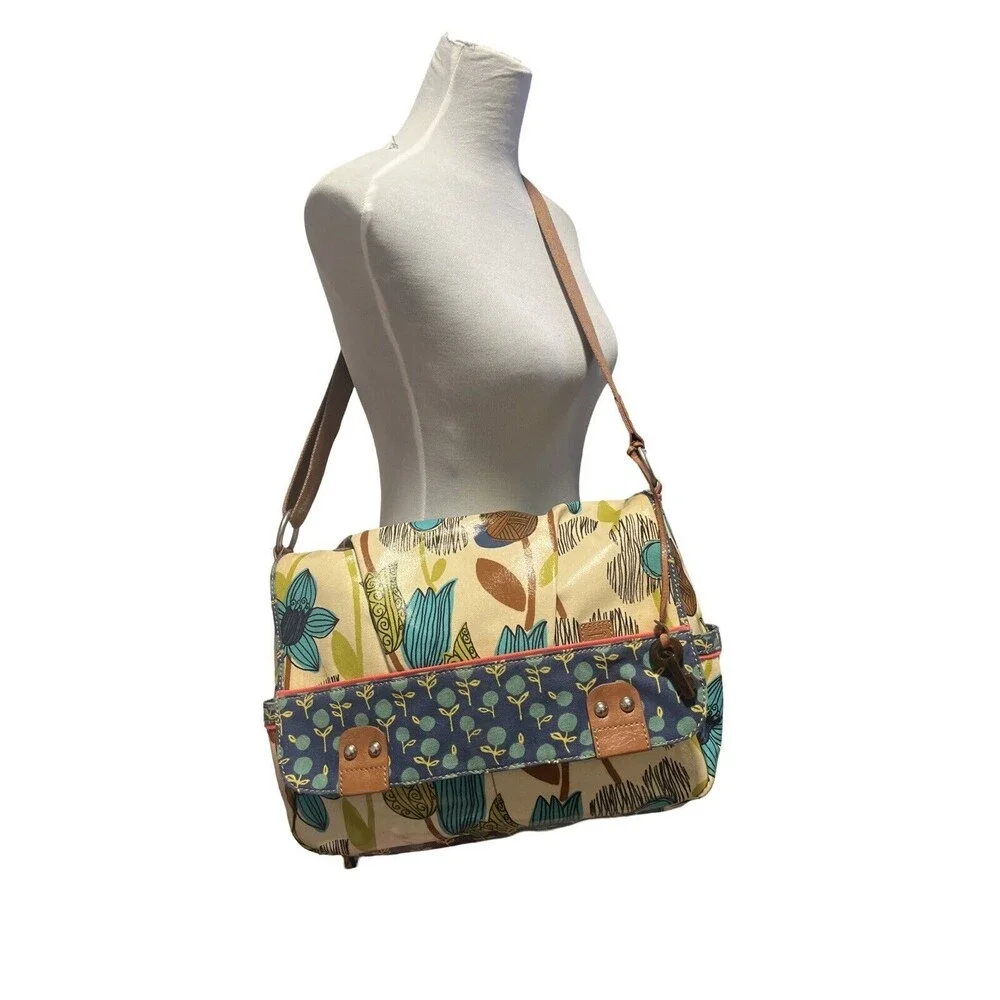 FOSSIL Key-per Coated Canvas Floral Multi-Color Travel/diaper/Laptop Bag